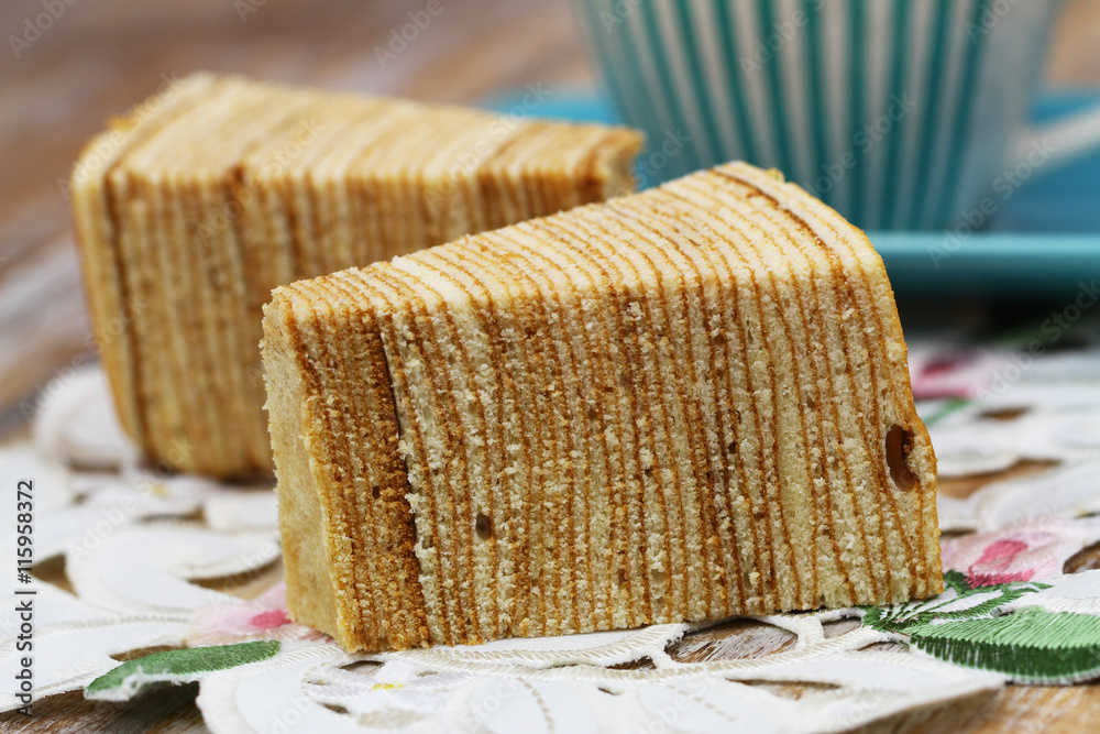 Sekacz, traditional Polish spit cake, closeup