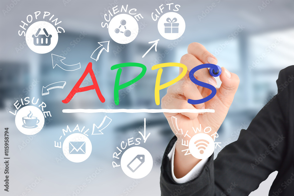 Develop mobile devices apps technology concept Develop mobile devices apps technology concept