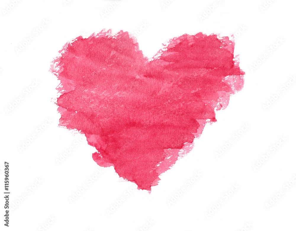 Grunge pink heart watercolor painting