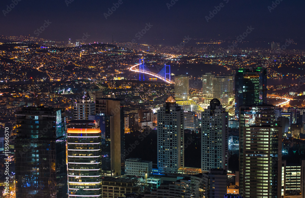 Night panoramic view of Istanbul, Turkey