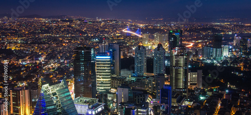 Photography Night panoramic view of Istanbul, Turkey