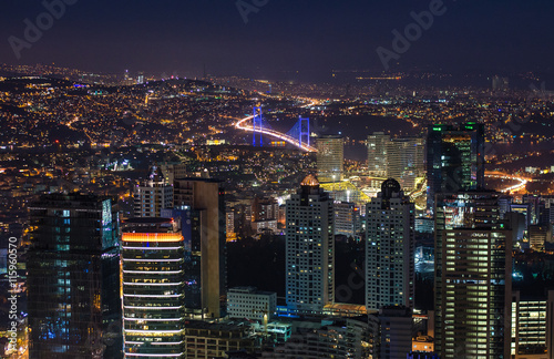 Photography Night panoramic view of Istanbul, Turkey