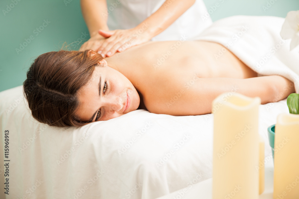 Getting a back massage at the spa Getting a back massage at the spa