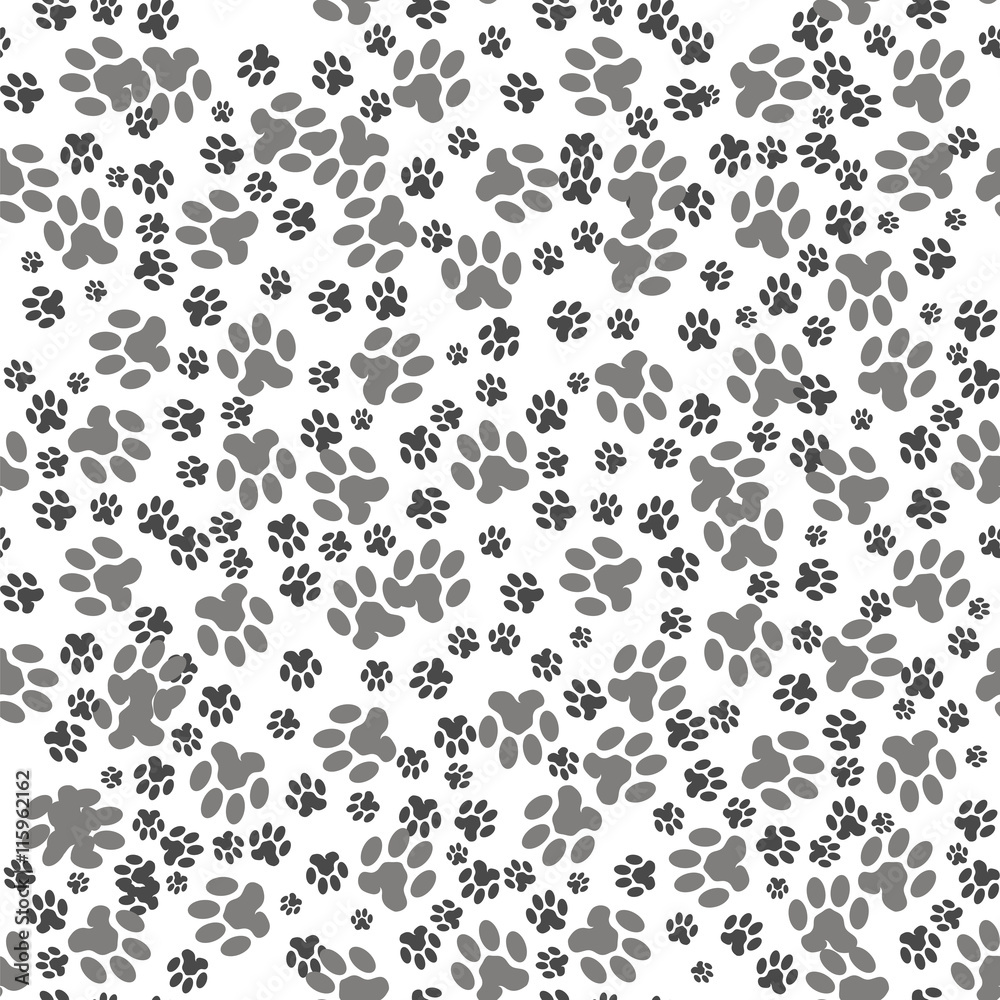 Seamless Cat Animal Paw Pattern. Print of Paw Background