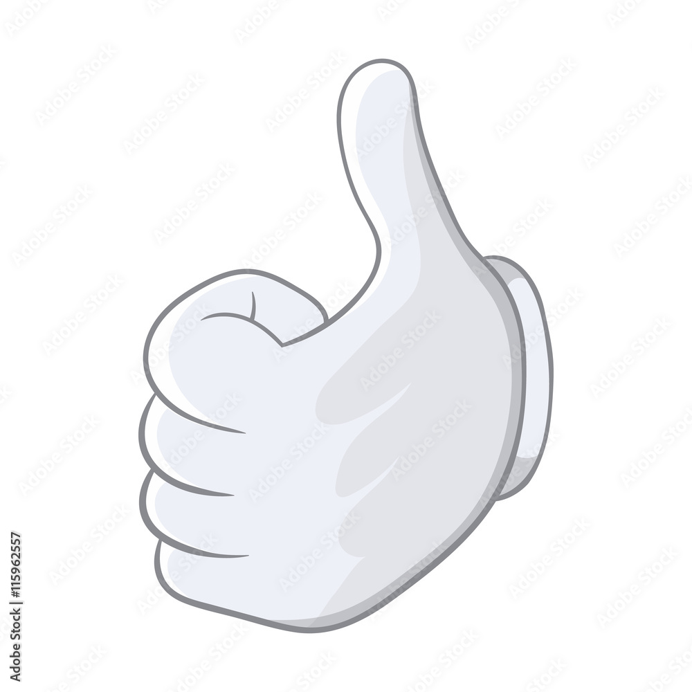 Thumbs up icon in cartoon style isolated on white background. Gesture symbol Thumbs up icon in cartoon style isolated on white background. Gesture symbol