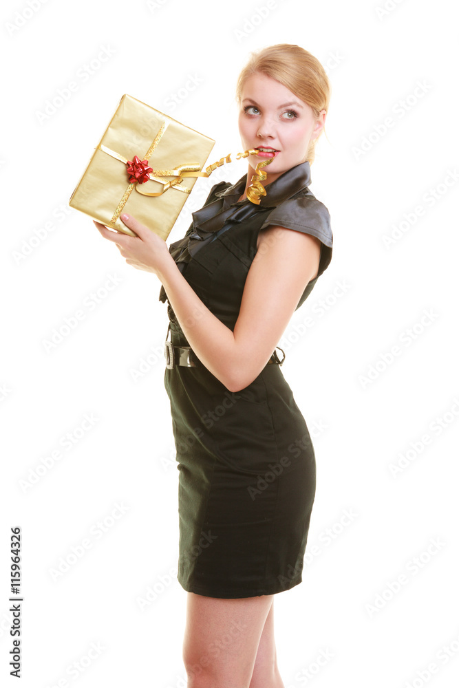 holidays love happiness concept - girl with gift box holidays love happiness concept - girl with gift box