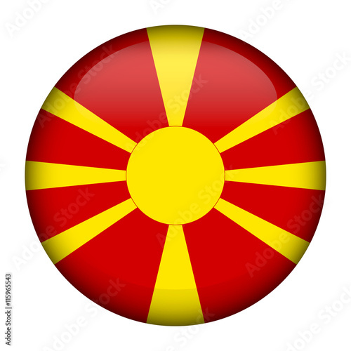 Round glossy Button with flag of Macedonia