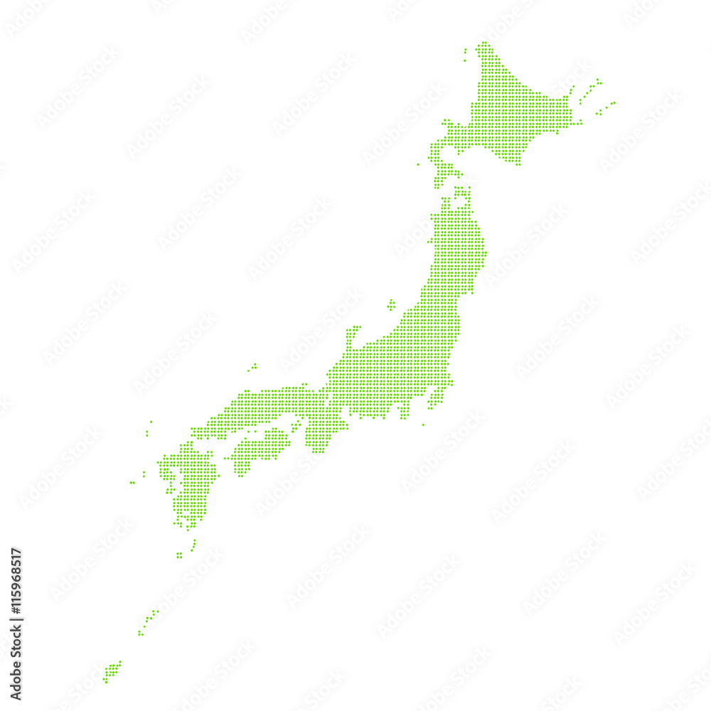 緑ののドット日本地図