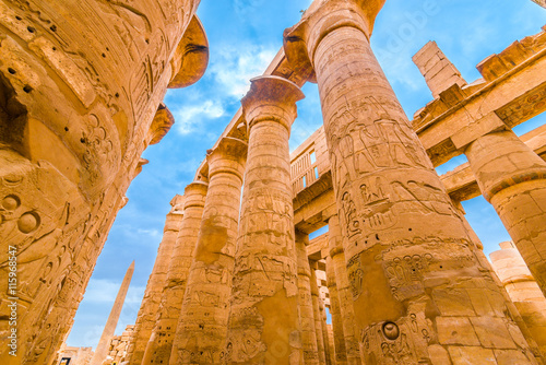 Great Hypostyle Hall and clouds at the Temples of Karnak (ancient Thebes). Luxor, Egypt photo