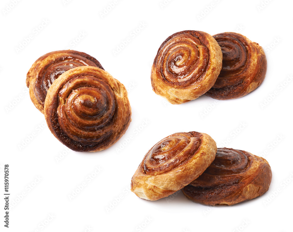 Cinnamon roll pastry bun isolated