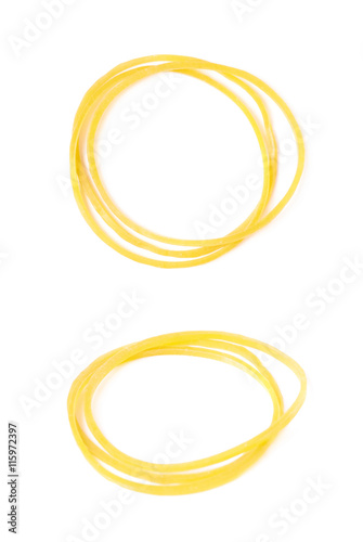 Office yellow rubber band isolated