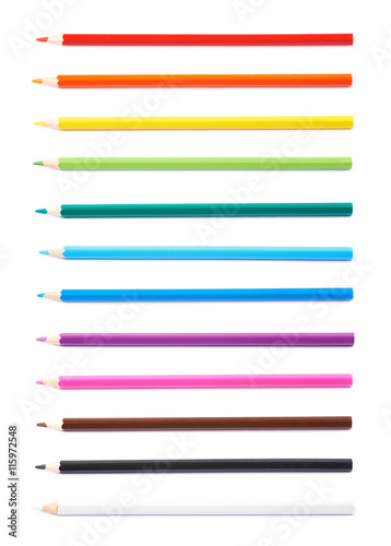 Set of multiple color pencils isolated