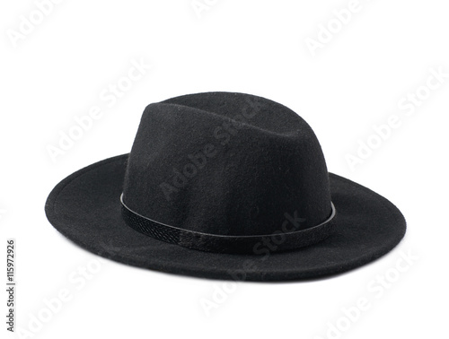 Black homburg hat isolated