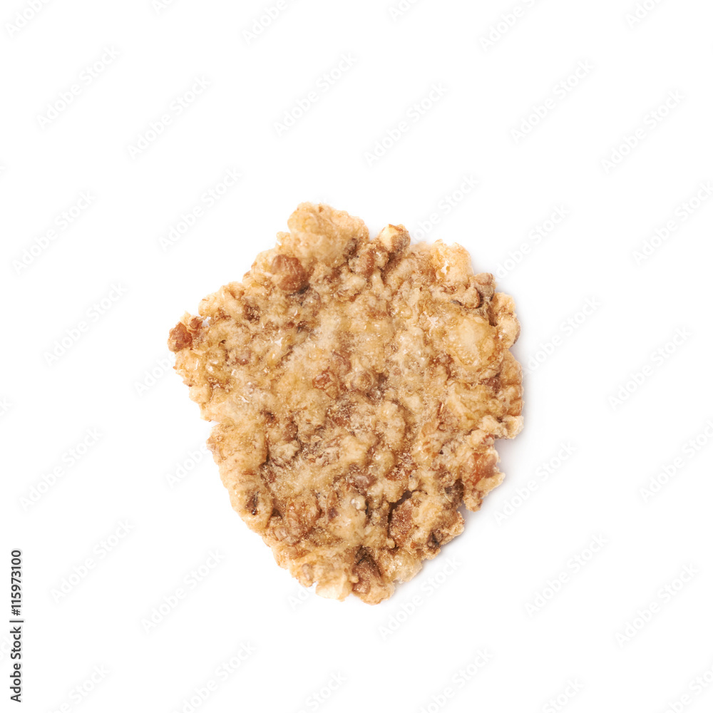 Single wholegrain cereal flake isolated Single wholegrain cereal flake isolated
