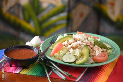 Traditional Mexican food salad with garnish