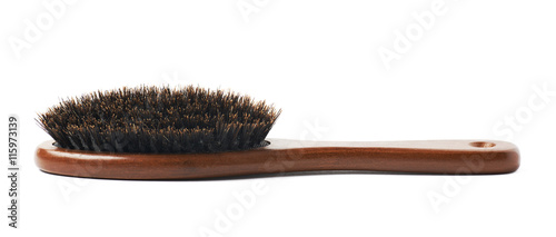 Wooden hair brush isolated