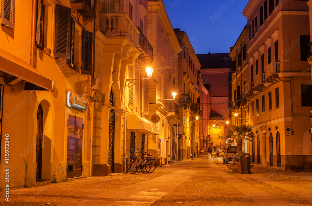 Alghero, Sardinia Island, Italy: Old Town at night