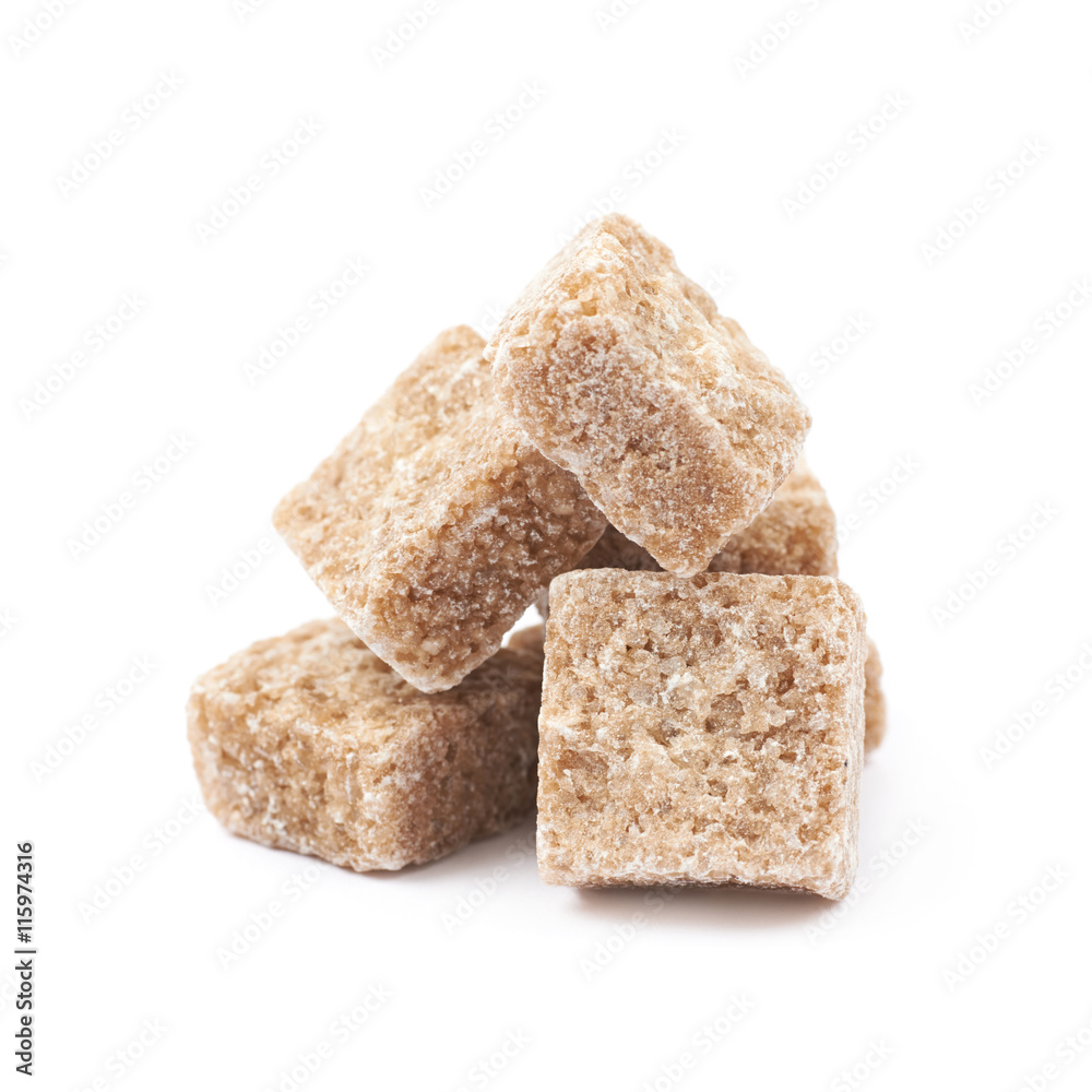 Pile of brown sugar cubes isolated Pile of brown sugar cubes isolated