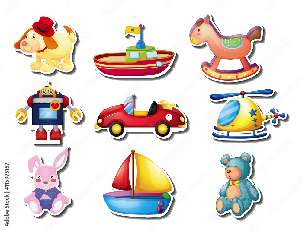 Sticker set of many cute toys Sticker set of many cute toys