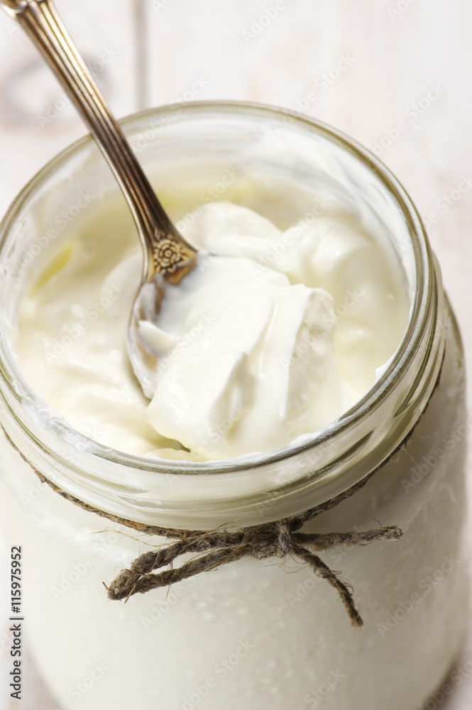 Sour cream in jar Sour cream in jar