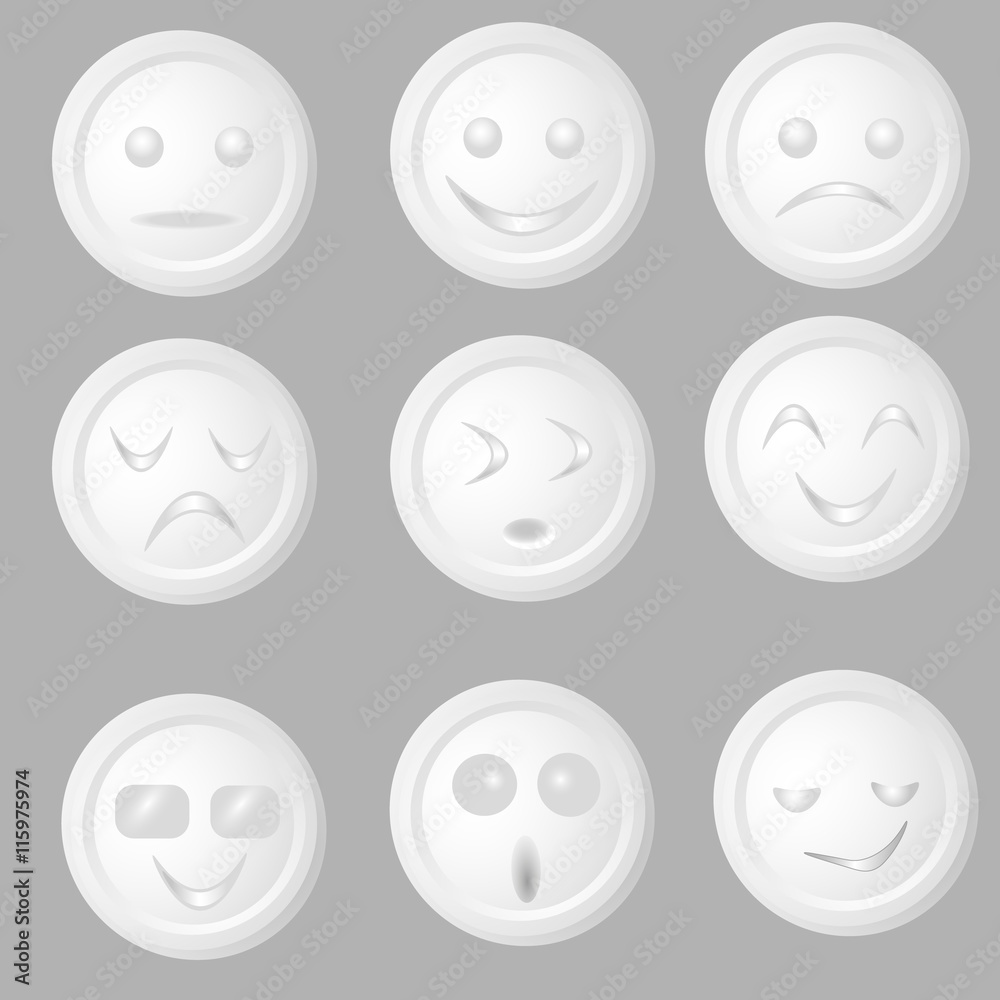 Vector illustration of white button emotion
Drawing set of nine white button emotion on a gray background for decoration and design
Vector illustration of white button emotion
Drawing set of nine white button emotion on a gray background for decoration and design