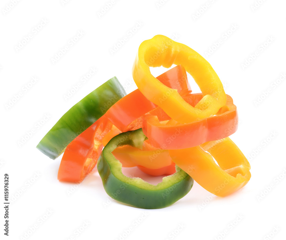 Colorful pile of bell pepper slices