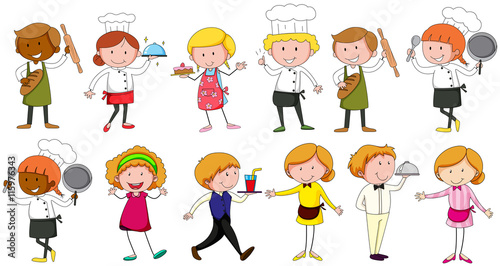 Different occupations working in restaurant