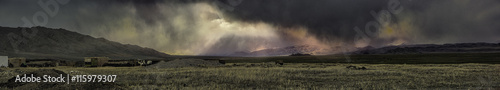 Panorama of wonderful sky is raining soon at Ulgii : Mongolia on May 2016.