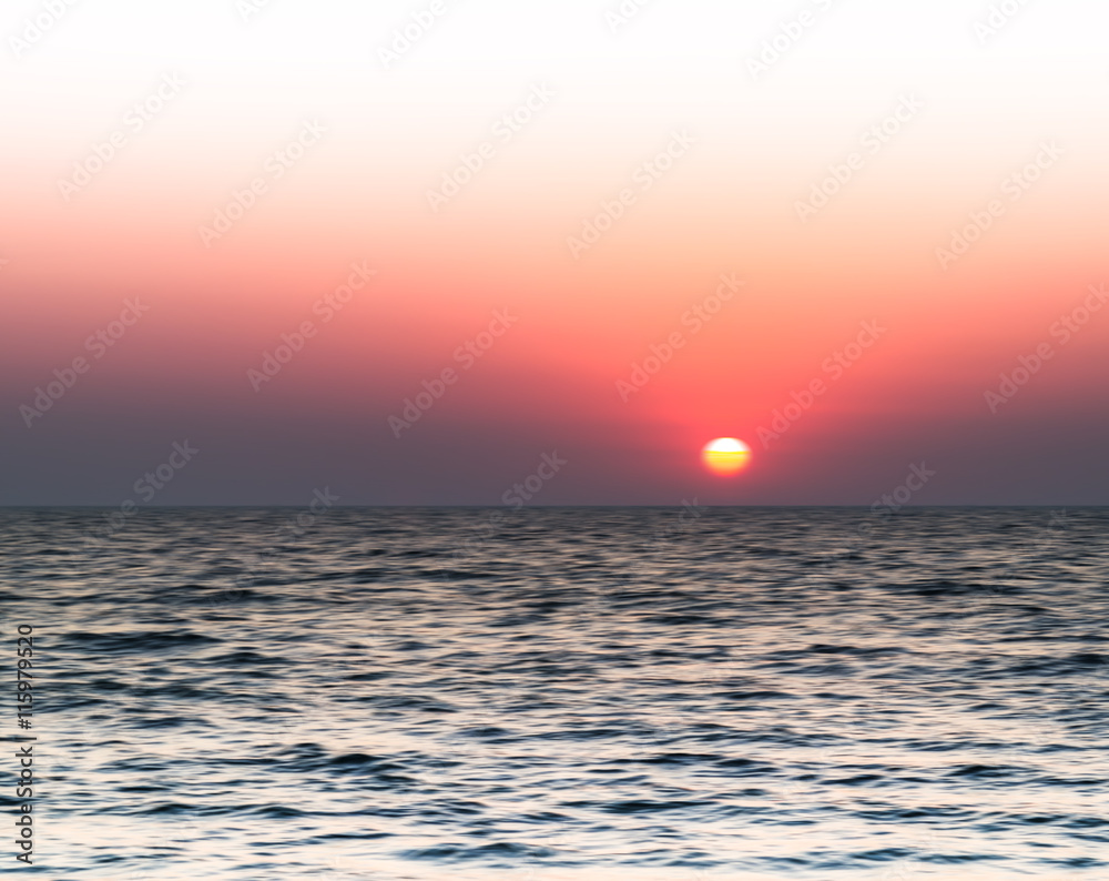 Horizontal vivid burning sunset blur abstraction background back
