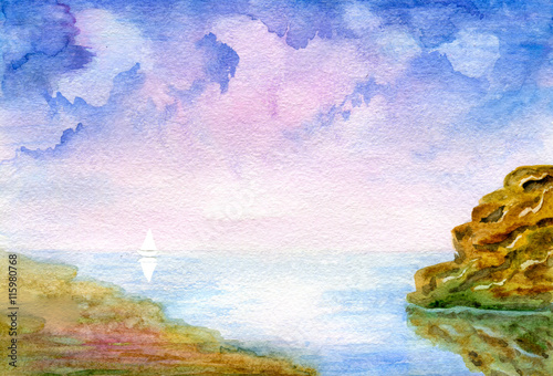 Sealandscape with mountain