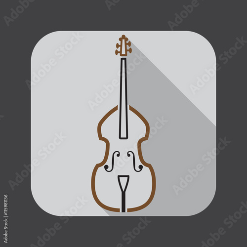 Contrabass line icon, outline vector logo illustration, linear double bass color pictogram with long shadow isolated on black