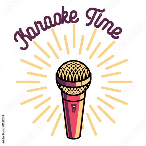 Color vintage karaoke emblems