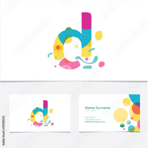 Creative Letter D design vector template on The Business Card Template. Abstract Colorful Alphabet .Friendly funny ABC Typeface. 