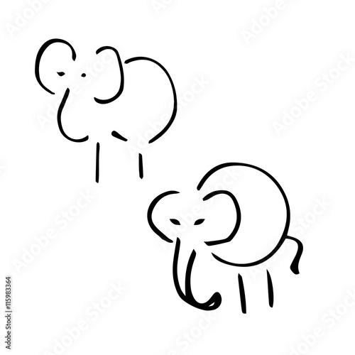 Elephants abstract in the set