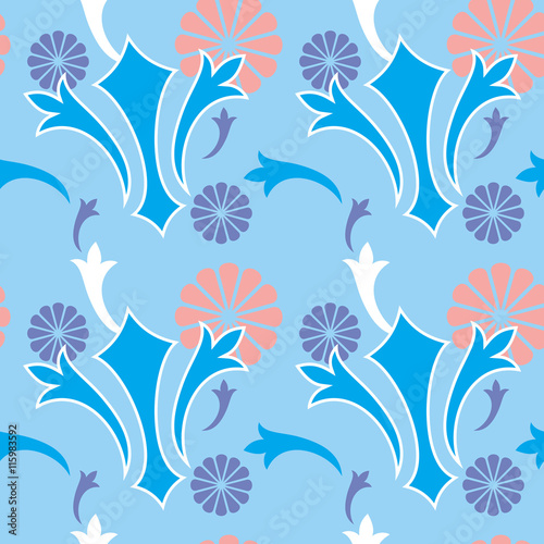 Abstract seamless pattern with decorative flowers. Vector clip art.