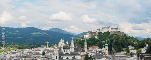 Panoramic view of Salzburg castle (Festung Hohensalzburg), Austr