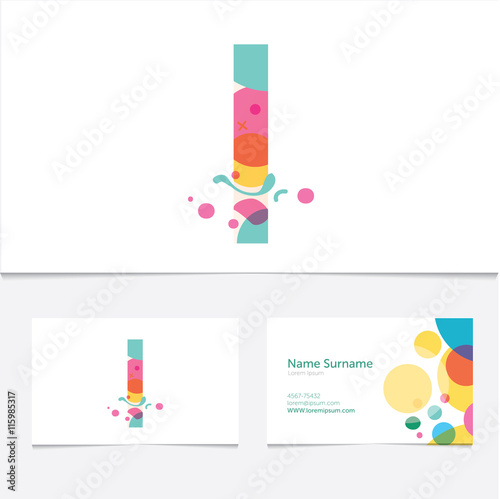 Creative Letter I design vector template on The Business Card Template. Abstract Colorful Alphabet .Friendly funny ABC Typeface. Type Characters