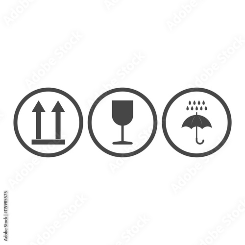 Handling and packing icon, Carton fragile box markings