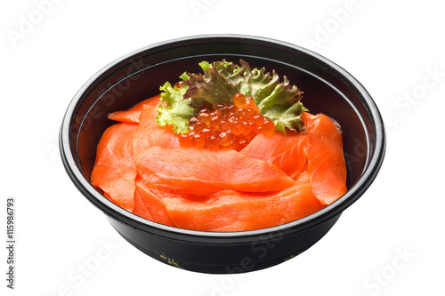 Salmon sashimi isolated on white background