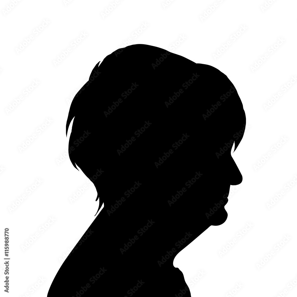Vector silhouette of old woman.
