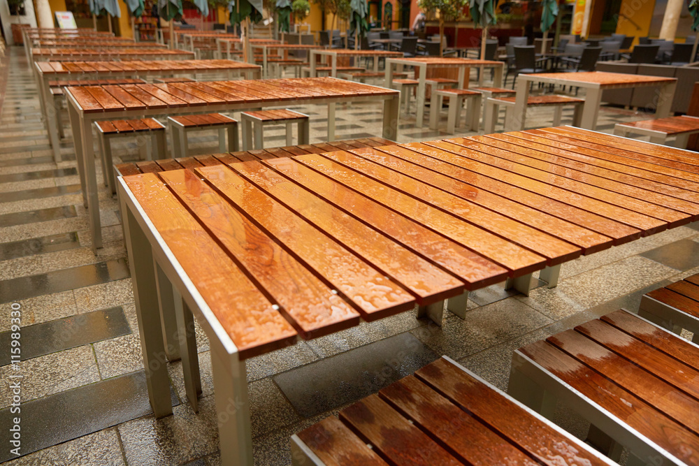 tables of street cafes in Italy
