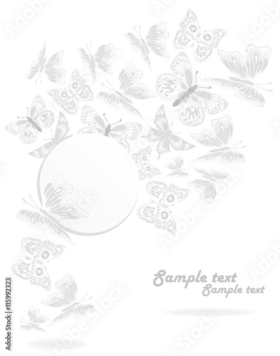 Card with flying butterflies on a light background