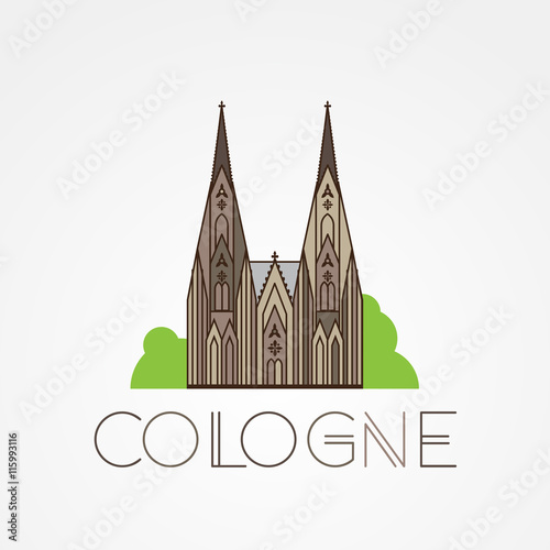 World famous Cologne cathedral. Greatest Landmarks of europe.. Linear vector icon for Koln Germany.