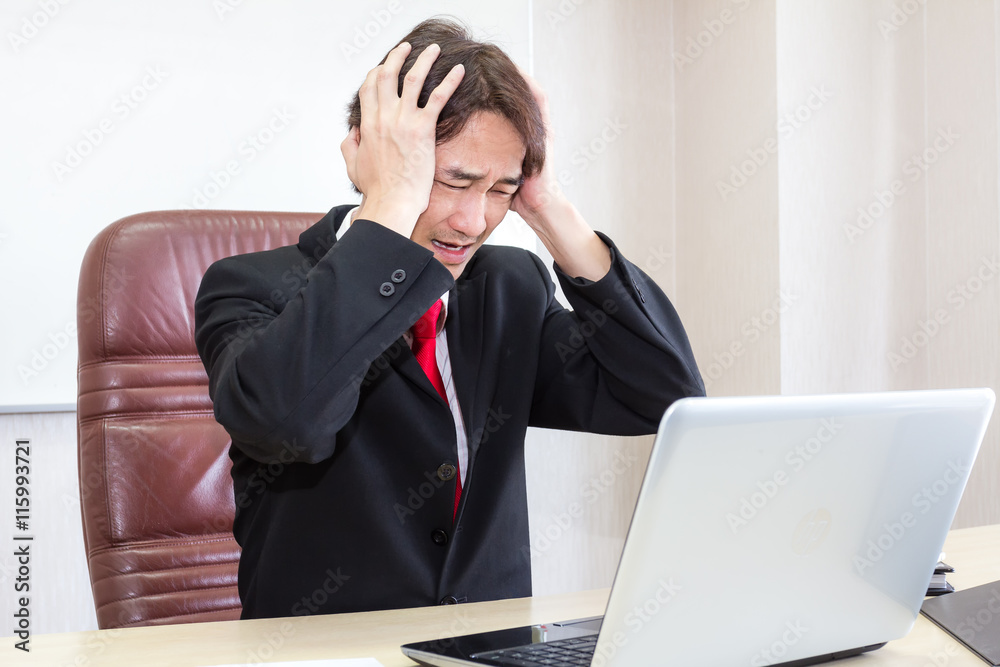 Asian Businessman has stress and failures in the performance Asian Businessman has stress and failures in the performance