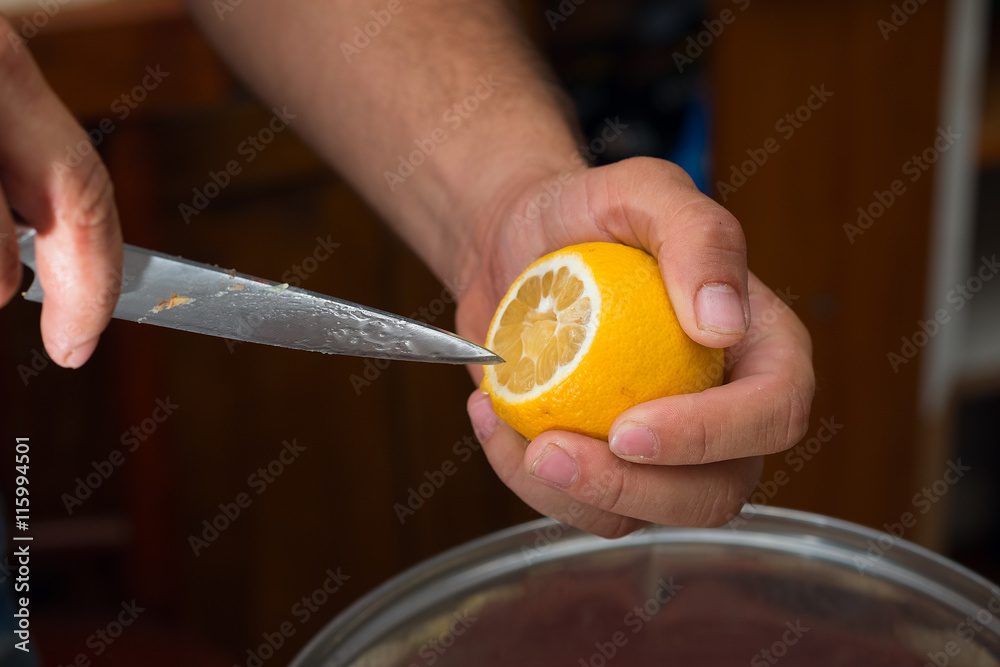 Squeeze lemon juice on hand