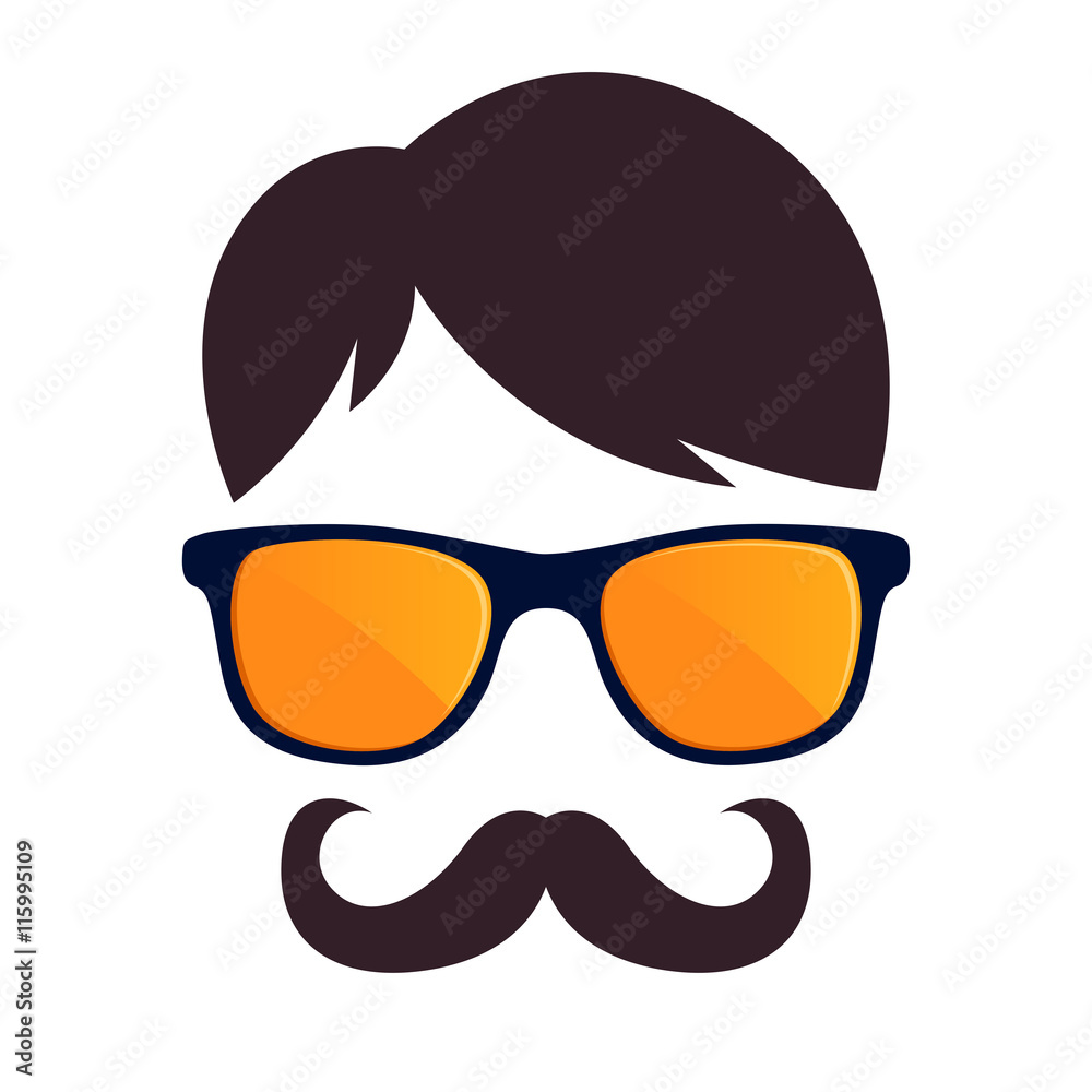 Hipster Face With Glasses And Mustache