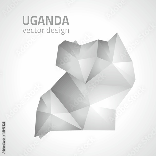 Uganda grey perspective triangle vector map