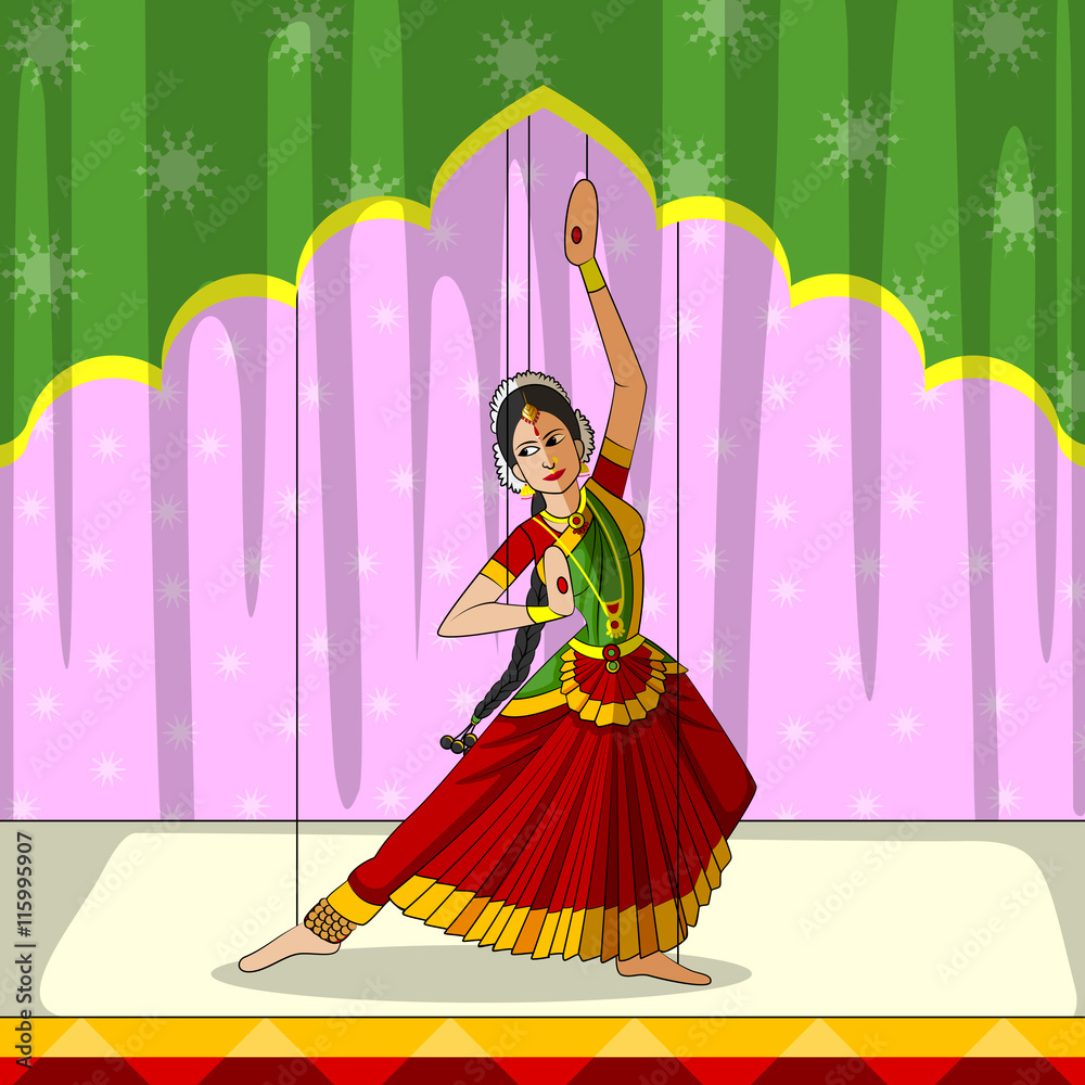 Rajasthani Puppet doing Bharatanatyam classical dance of Tamil Nadu, India  Stock Vector | Adobe Stock