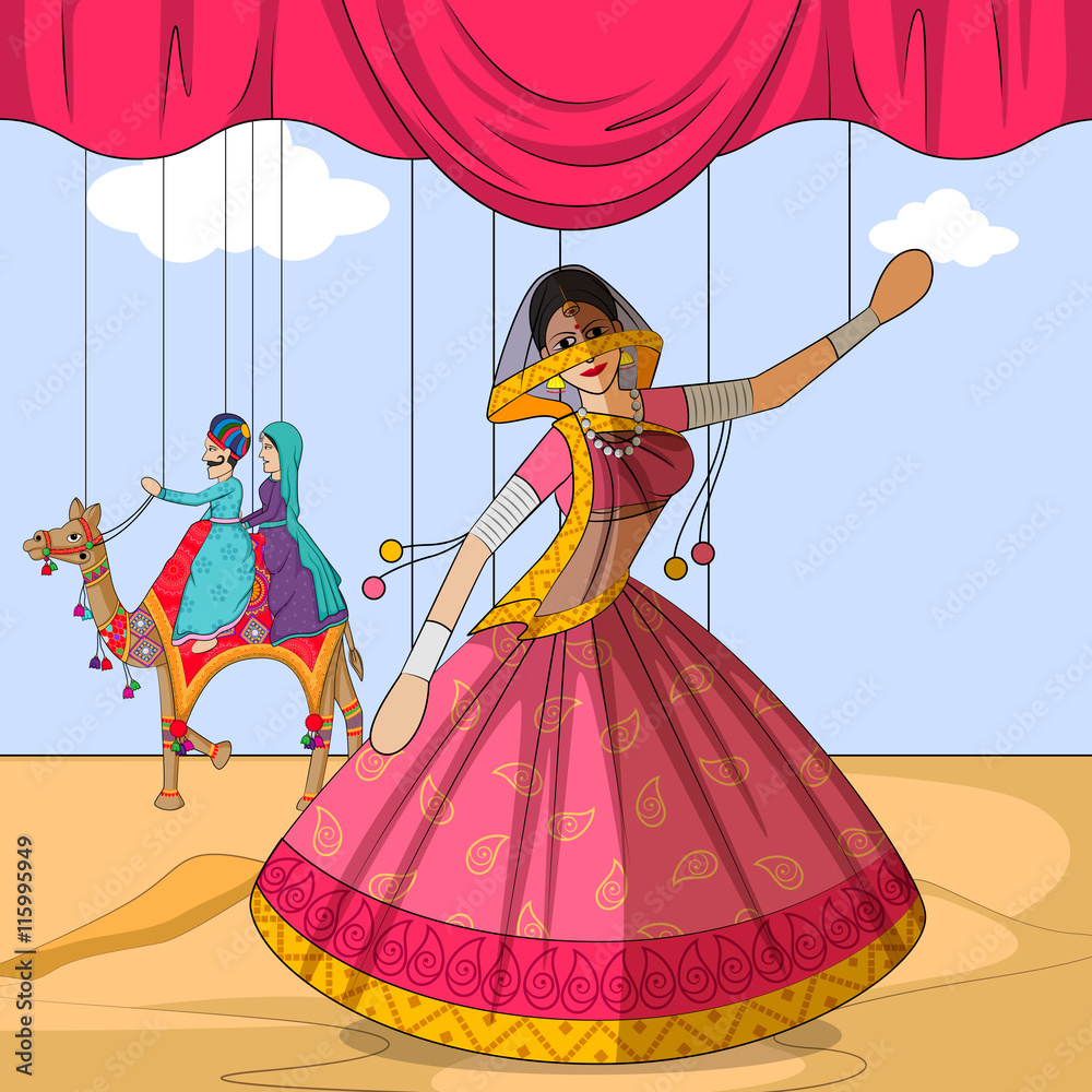 Rajasthani Puppet doing Ghoomar folk dance of Rajasthan, India Stock