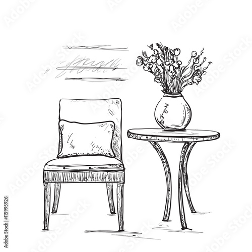 Room interior sketch.